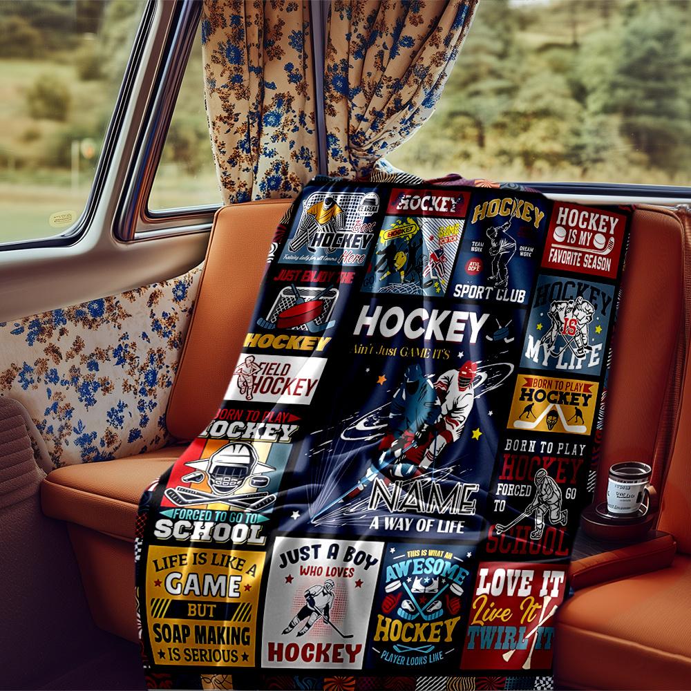 Anaheim Ducks Hockey Logo Blanket Personalized Name Soft Comfortable Stylish Blanket Car Blanket Perfect For Travel Camping Outdoor Home Suitable For