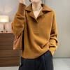 Top for Women Autumn Winter Large Size Loose Long Sleeve Knit V-neck Pullover Slimming Solid Color Sweaters Top