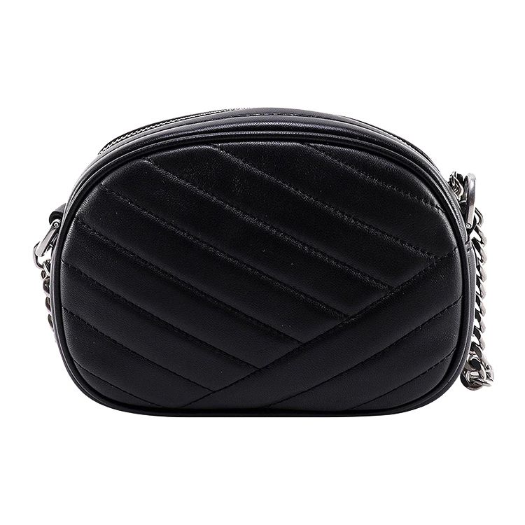 Tory Burch Kira Silver Buckle Quilted Leather Camera Bag Crossbody Shoulder Bag Women bags Black 90450-002