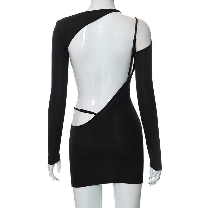 Out Summer Women Hollow Sprinig Long Sleeve Sexy Backless Party Club Elegant Gown Hot Midi Dress