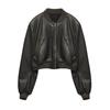 PU Street Trendy Short Fit Fashion Women Bomber Jacket Chic Cropped Leather Coat Female Stand Collar Gothic Racing  Jackets  Motorcycle  Jacket
