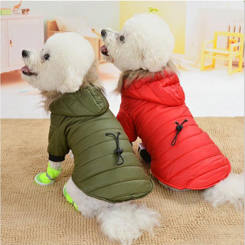 Winter Warm Dog Coats for Small Dogs Fur Hood Jackets Waterproof Pet Puppy Costumes French Bulldog Chihuahua Outfits