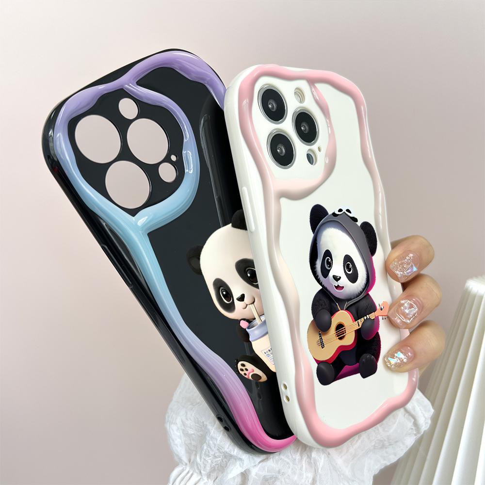 Cute Cartoon Pattern Cream Texture Casing Wavy Edge Soft Silicone Cover Phone Case for Huawei Honor Infinix Tecno iPhone