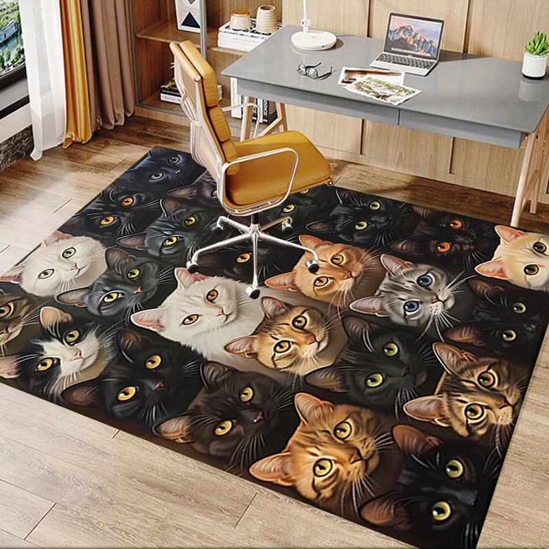 Cute Kitten Theme Chair Mat Office Carpet - Oversized Rug for Home Decor, Sofa Carpet, Office Flooring Gift, Suitable for Bedroom, Living Ro