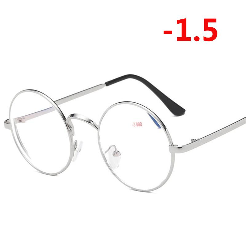 -1.0 -1.5 -2.0 До -4.0 Круглые Готовые Очки для Близорукости Для Женщин Мужчин Анти Блю Лайт Миопия Очки Женщины Мужчины