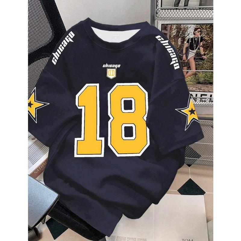 Men Fashion Digital Print No.18 Short Sleeve Basketball Jersey Mens Oversized