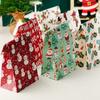5Pcs Christmas Gift White Kraft Paper Gift Bags Christmas Tree Snowman Elk Festive Atmosphere Cookie Candy Packaging Bags