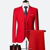 Men's Slim Fit Three-Piece Suit, Multi-Color British Wedding Tuxedo, Plus Size Groomsman Set