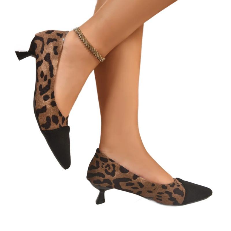 Модные туфли-лодочки с леопардовым принтом и острым носком для женщин, модные неглубокие туфли 2025 года на осень, дизайнерские элегантные туфли для платья, новые туфли для вечеринки, zapatillas mujer