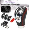 5 6 Speed Black PU Leather Manual Car Gear Shift Knob Shifter Lever Handle Stick Universal with 3