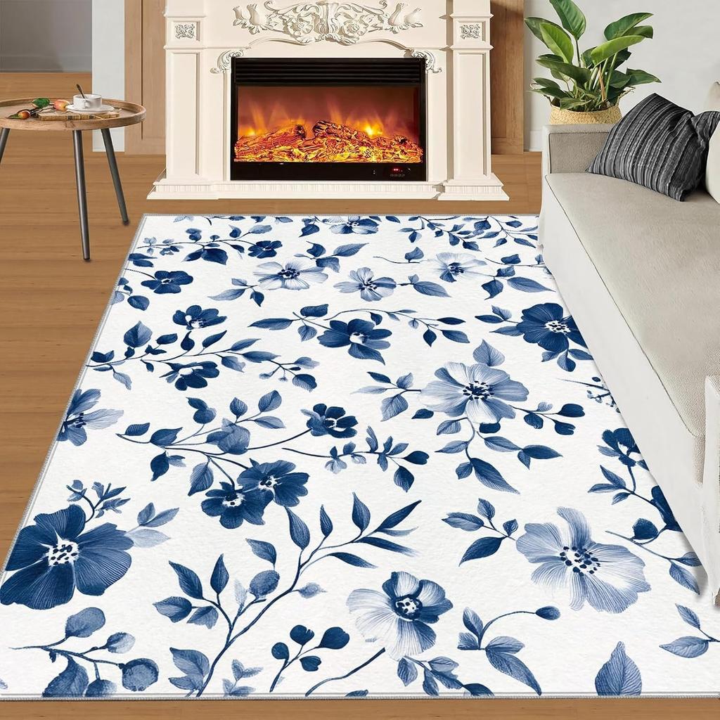 Ковер с ярким цветочным принтом, разноцветный ботанический дизайн, коврик для декора дома, впитывающий, противоскользящий ковер для гостиной, спальни и т. д.