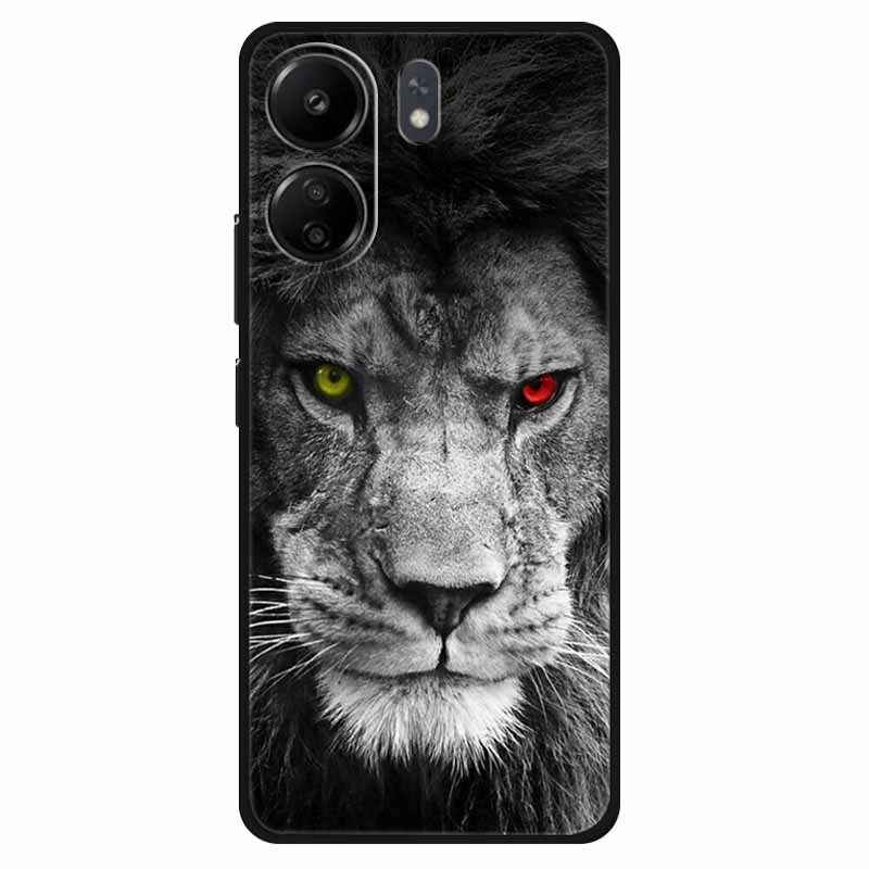 Funda For Xiaomi Poco C65 Case Soft Lion Wolf Black Shockproof Back Cover for Poco C65 C 65 Soft Case Poco C65 Cool Soft Bumper