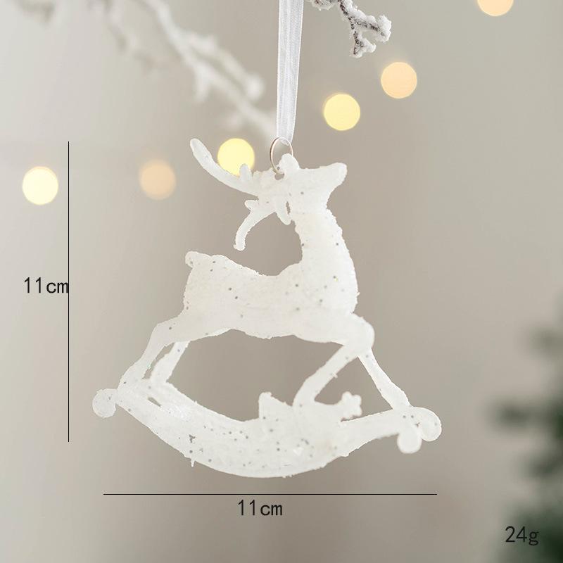New Christmas Tree Decorations Pendant Xmas Tree White Elk Snowflake Ornaments Home Hanging Decoration 2025 New Year Party Decor