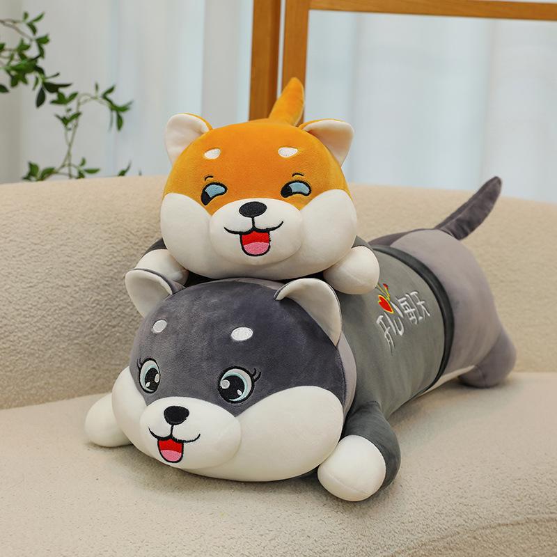 Кукла хаски милая большая плюшевая игрушка лежащая кукла-собака спящая подушка для объятий подарок для девочки на день рождения