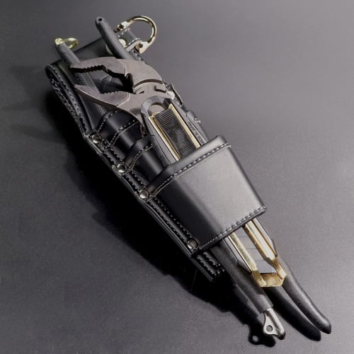 Fujiya 3-Tier Holder, Black and Gold, Light PU Leather Series, AH-63BG