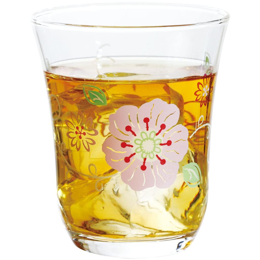 Стакан Toyo Sasaki Glass Decor Line, набор стаканов Flower Pink 230 мл, сделано в Японии, можно мыть в посудомоечной машине, стеклянный стакан, стакан для сока, пивной стакан