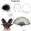 Fumwase 5Pcs Tea Party Accessories Set for Women Afternoon Tea Accessories Kit Gloves Hats Necklace Fan Bracelet