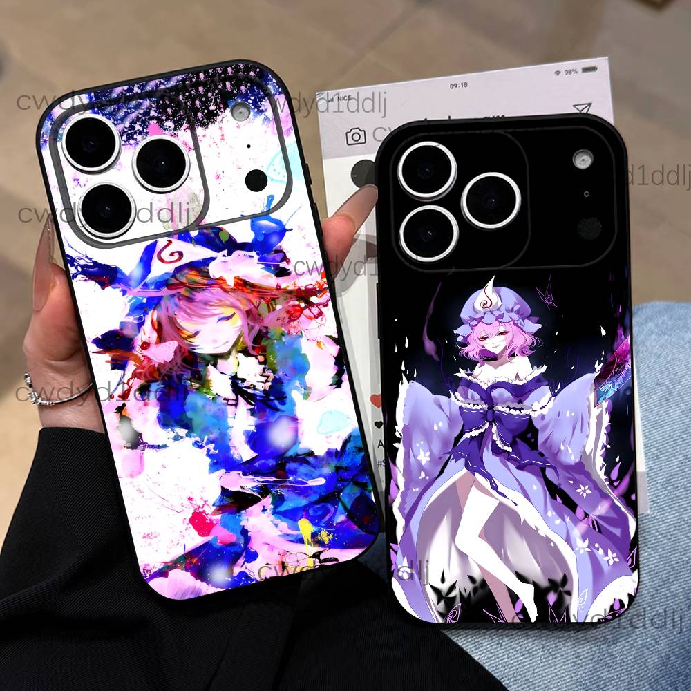 Saigyouji Y-Yuyuko Anime For iPhone 17,16,15,11,12,14,13 Pro Max Mini XS,XR,7 Plus 16E Air Soft Black Dustproof Phone Case
