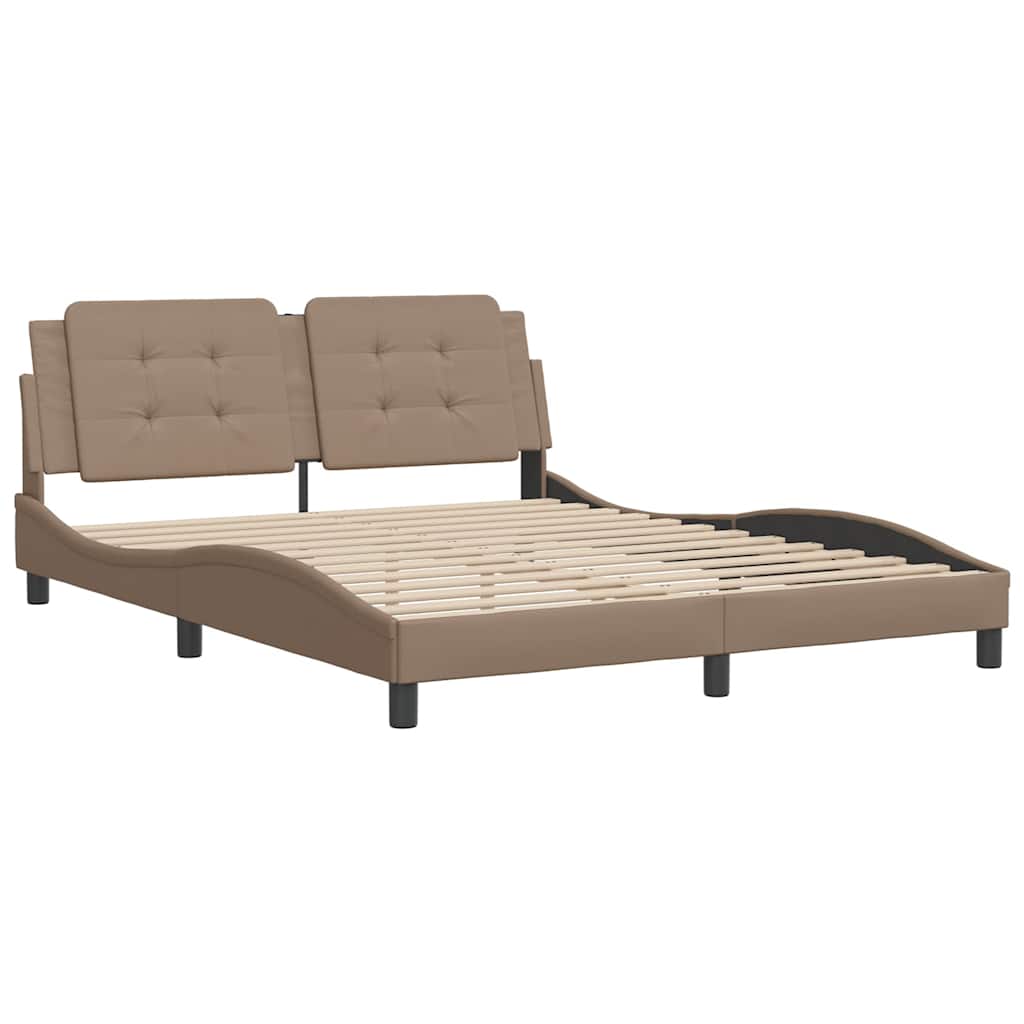 Bed Frame without Mattress Zadar Cappuccino Brown 160x200 cm Faux Leather