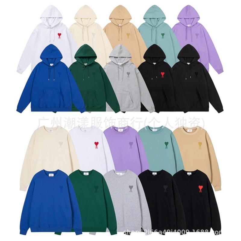 Unisex Embroidered Heart Hoodie Sweatshirt Casual Loose Fit Cotton Pullover Winter