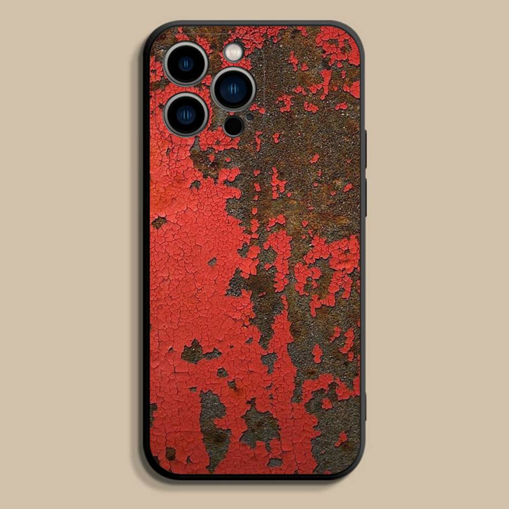 Ретро-индустриальный стиль Ржавый чехол для телефона для iPhone 17,16,15,14,13,12,Pro,Max,Plus,E,SE4,Air,Mini Черный Мягкий чехол