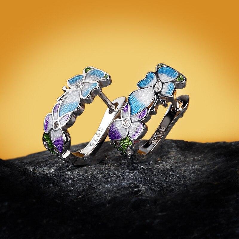 Модные серьги для женщин, ювелирные изделия в форме бабочки и цветка, синие серьги-бабочки, модные женские ювелирные изделия, серьги с цветами