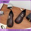 Grape Mother Winter New Thick-soled Small Leather Shoes Women Wear High-end Polished Uniform Leather Shoes Women's Thick-heeled Loafers