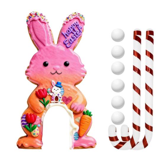 Набор для игры в пасхальный гольф Мини-трасса с кроликом, клюшка в виде леденца и мячи Забавная игра для вечеринки в помещении и на улице для детей, взрослых, семейное собрание, декор комнаты