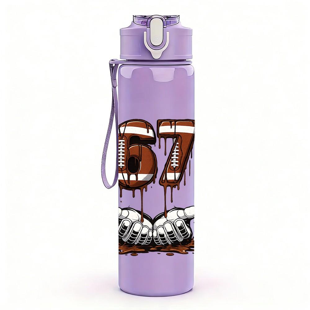1PC Number 67 Rustic Graffiti Art Print 750ml Color Plastic Sports Water Bottle Leakproof Flip Straw Lid Suitable for Sports Office Home Use