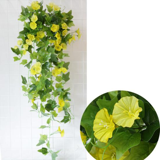 Fake Plant Flower Realistic Vivid Waterproof Hanging Artificial Silk Morning Glory Imitation Flower for Home