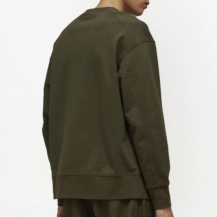 Y-3 Мужская толстовка с круглым вырезом и длинным рукавом с принтом логотипа FW22, цвет милитари-зеленый HT4495