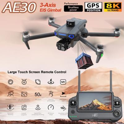 AE30 Ультра GPS Дрон 4K Профессиональная HD Камера 3-осевой Стабилизатор Бесколлекторный Сброс Груза RC Квадрокоптер 5.5-дюймовый Экран Управление Дроны для Рыбалки