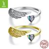 Colorful Love Wing Open Ring, Personalized Niche S925 Sterling Silver Wing Ring Ring
