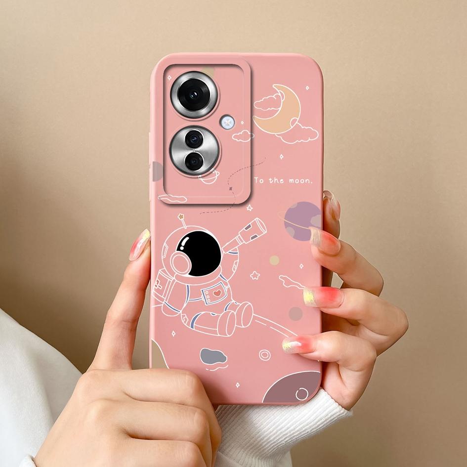 Чехол для OPPO A60 A59 Realme C65 12x Reno11 Pro, чехол для телефона с милым астронавтом-пилотом, противоударный, мягкий жидкий силикон, популярный чехол-бампер для OPPO