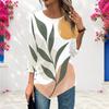 Womens Plus Size Three Quarter Sleeve Blouse Pointed Hem Breathable Loose Casual Daily Commute Top