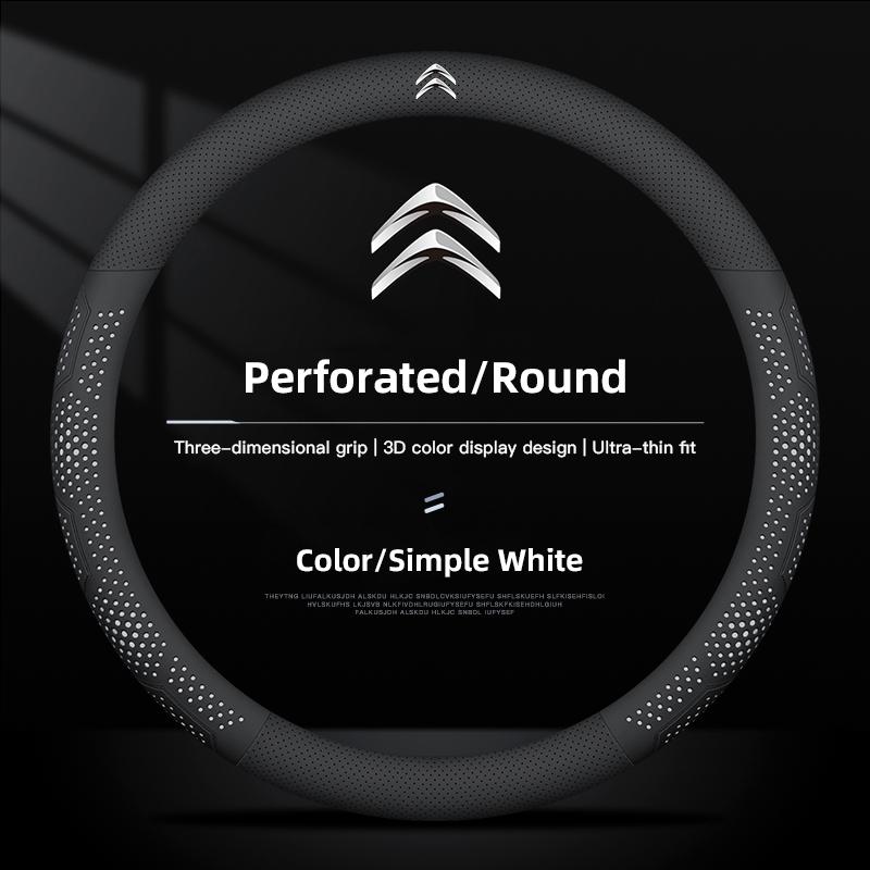 38cm Leather Car Steering Wheel Cover For Citroen C4 C3 C2 C1 DS3 Xsara Picasso Auto Steering Wheel Cover Car Interior keychain