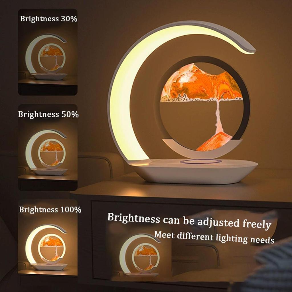 Wireless Charging Moving Sand Lamp Decor Magnetic Charger For Office Bedroom Table Night Bathroom Home Sensory Meditation