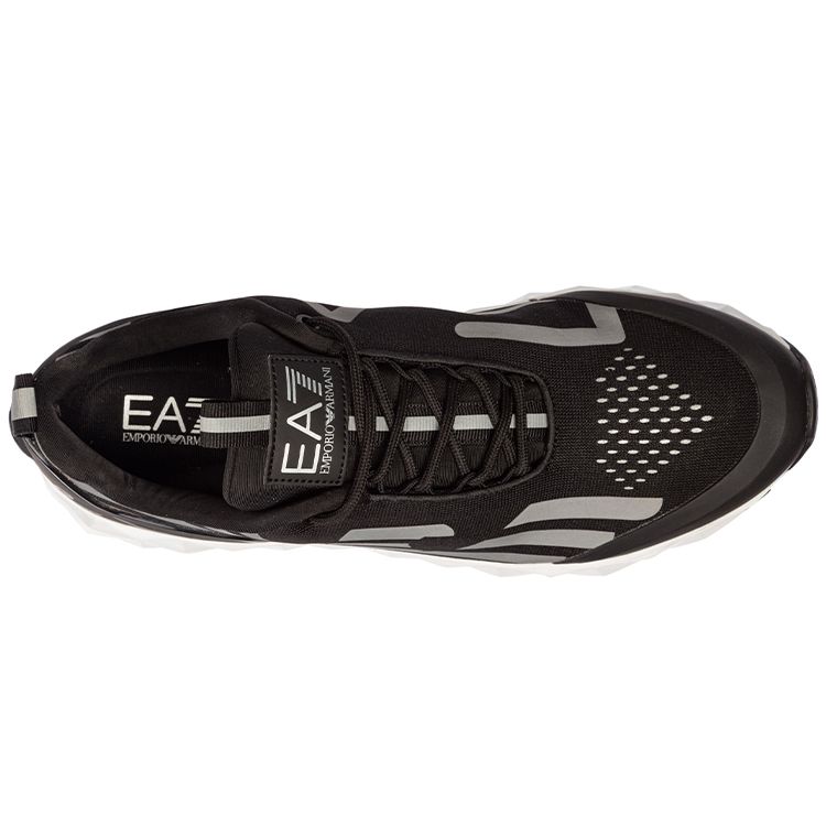 Emporio Armani EA7 Тканевые кроссовки на шнуровке с круглым носком, низкие, спортивно-повседневные, унисекс, черный, серый X8X033XCC52N629