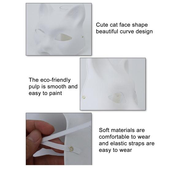 6Pcs Cat Masque Kit DIY Hand Painting Blank Cat Masque with Fur Eye Mesh Felt Sheet Furry Animal Therian Masquerade Accessory