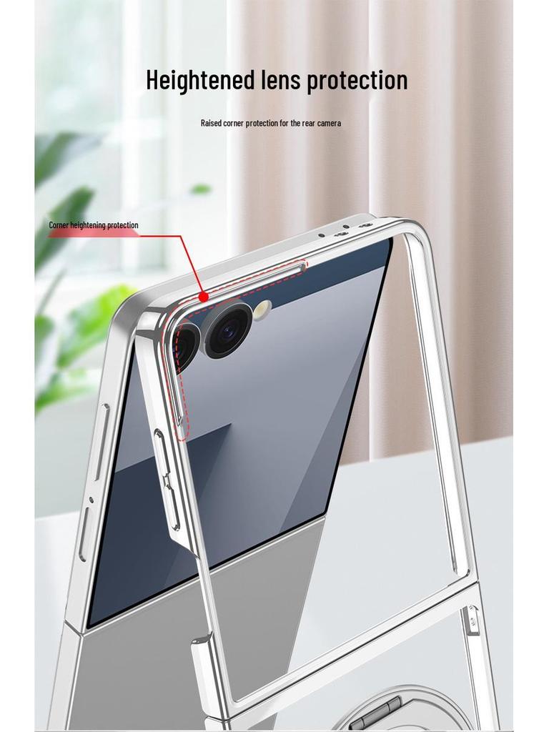 Чехол для Samsung Z Flip7 со складным держателем-кольцом MagSafe с вращением и защитой окна