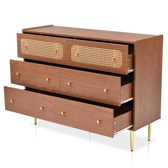 Kitchen Pantry Spacious Countertop Cupboard with 2 Rattan Doors 3 Drawers Metal Cabinet Legs