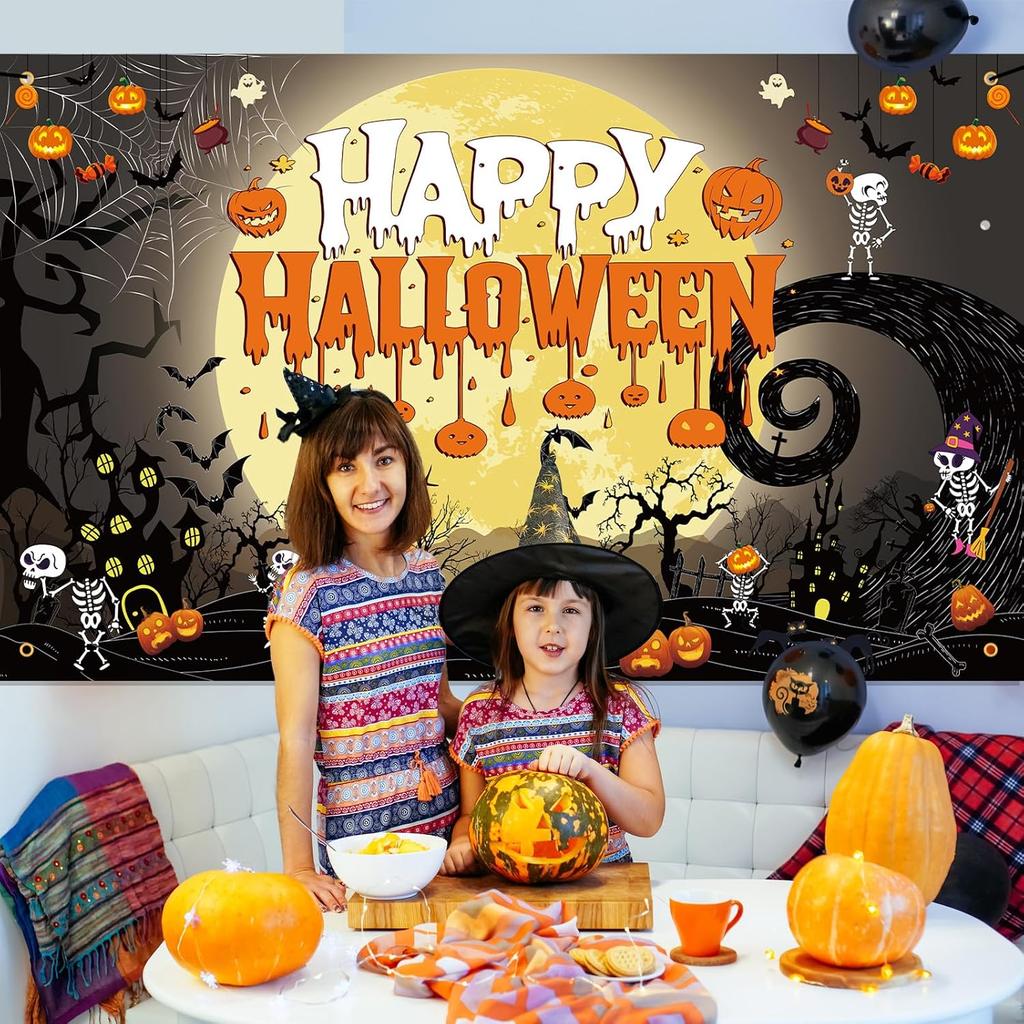 Happy Halloween Backdrop Banner - 71 × 43.3 Inches