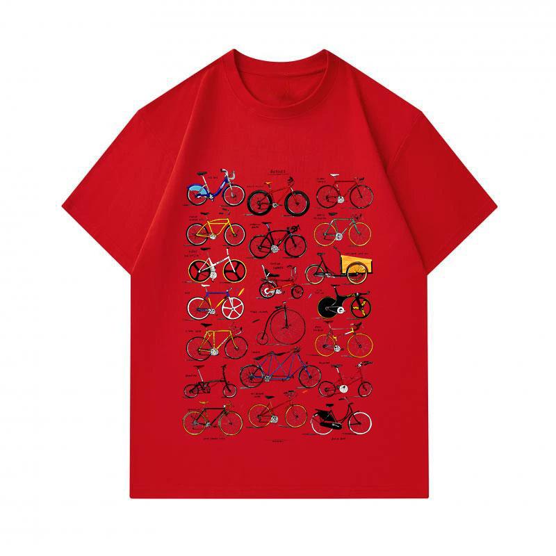 Men's 100% Cotton Crew Neck Short Sleeve T-Shirt, Vintage Bicycle Collection Print Casual Comfortable Tee for Biking Lovers Daily Wear