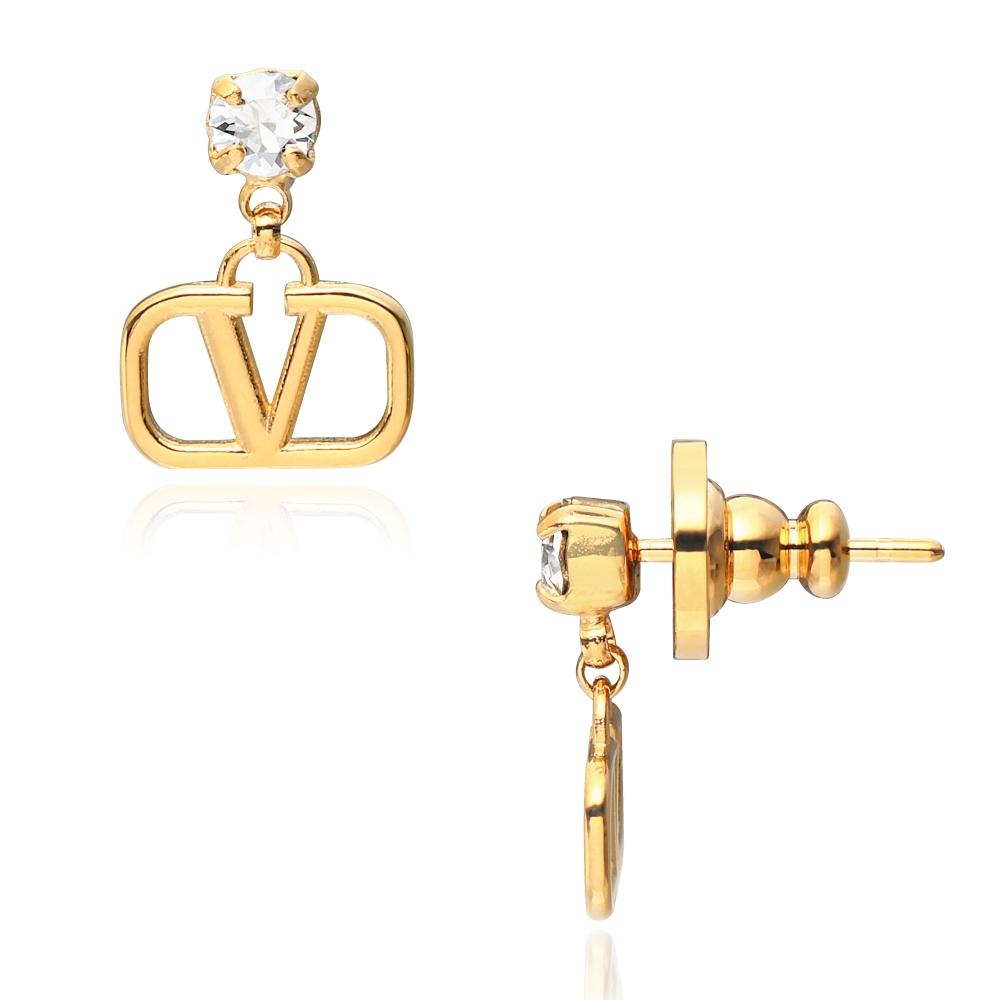 Valentino V Logo Crystal Drop Earrings J0h29 Ycw Mh5