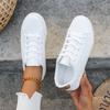 New  Women Flats Solid Leather  Lace Up Low Heels Shoes for Women Round Toe Flat Platform Vulcanize Shoes Plus Size
