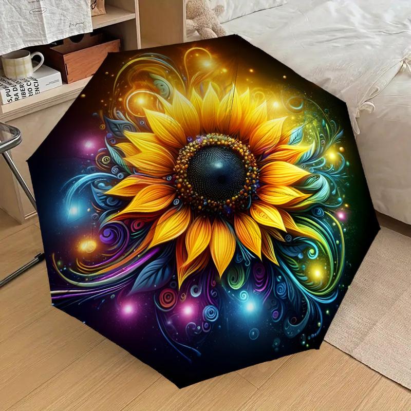 1pc Colorful Sunflower Artwork Umbrella with Plastic Handle,Suitable for All Seasons Home Travel Outdoor UmbrellaDD1258