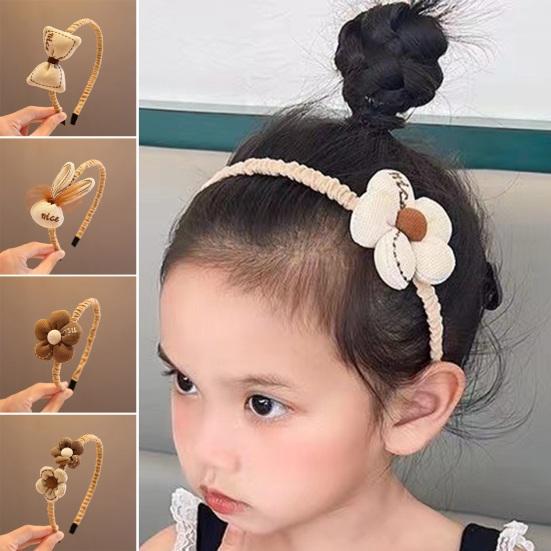 Повязка на голову для девочек, 3D цветок, бант, декор в виде кролика, противоскользящая легкая детская повязка для волос, головные уборы, аксессуары для волос, подарок на день рождения