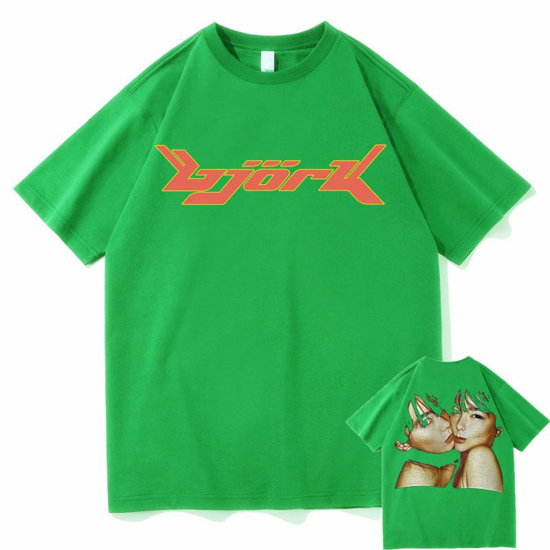 1990 Bjork Heavy Concert Vintage Tshirt Hip Hop Music Album Double Sided Print Oversized Tshirt Men Women Fashion Casual Tees