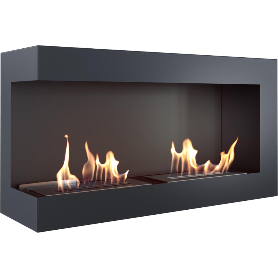 Wall mounted Bioethanol fireplace DELTA 900 TÜV left-sided with decorative stones set