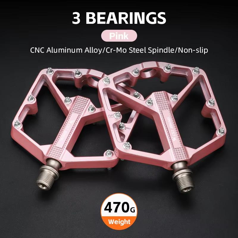 WEST BIKING Aluminum Alloy Bicycle Pedals Double DU Bearing 3 Perrin Chromium-molybdenum Steel Shafts MTB Road Bike Accessories